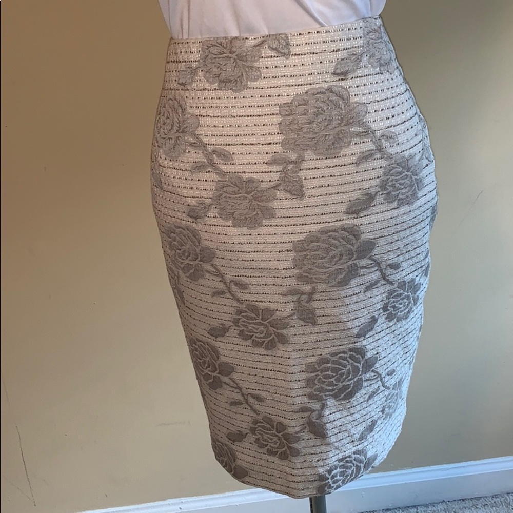 Ann Taylor cream and taupe pencil skirt